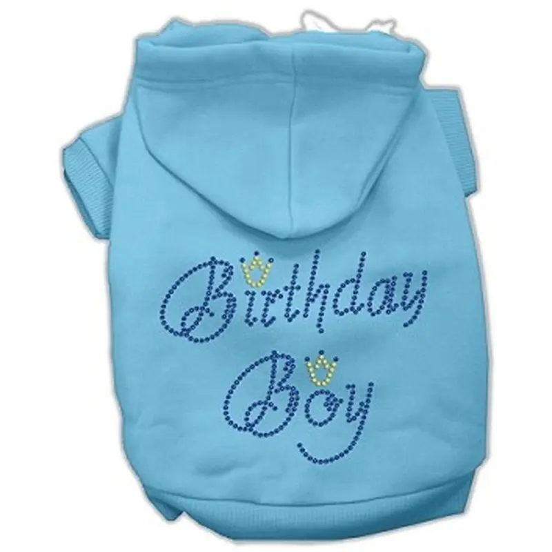 Birthday Boy Rhinestone Dog Hoodie - Baby Blue X-Small