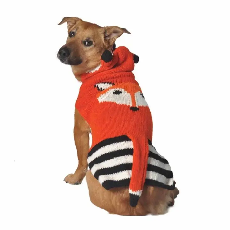 Chilly Dog Handmade Foxy Hooded Wool Dog Sweater XX-Small
