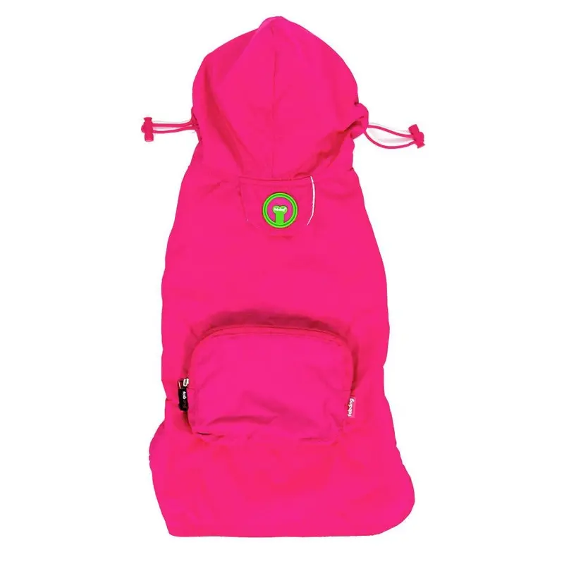 fabdog Pocket Fold Up Dog Raincoat - Hot Pink X-Small