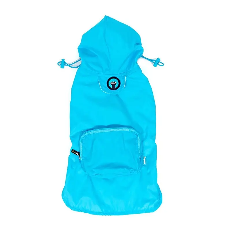 fabdog Pocket Fold Up Dog Raincoat - Light Blue X-Small