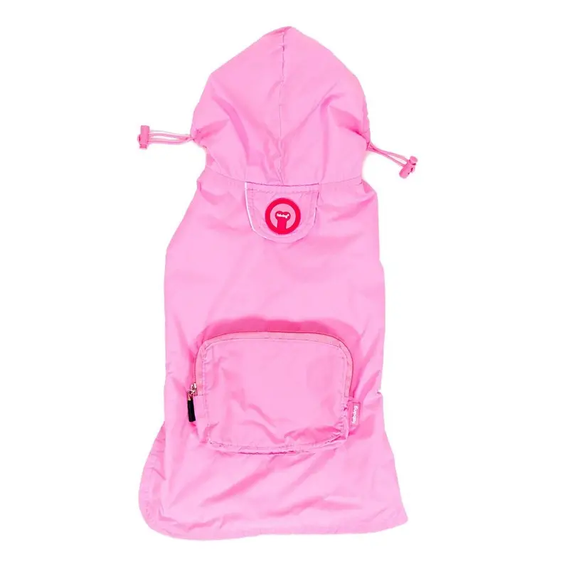 fabdog Pocket Fold Up Dog Raincoat - Light Pink Medium
