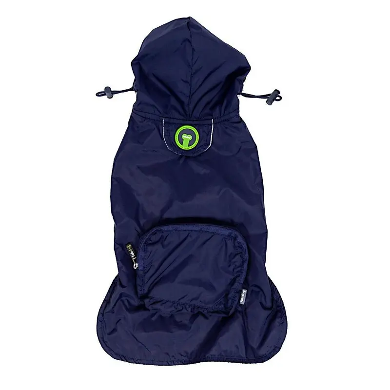 fabdog Pocket Fold Up Dog Raincoat - Navy X-Small