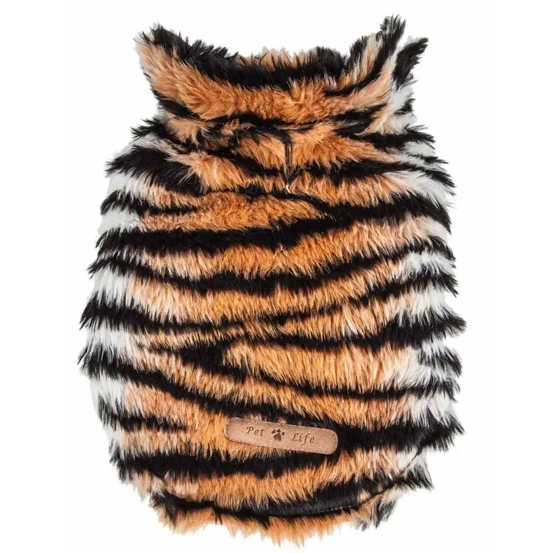 Pet Life Luxe Tigerbone Tiger Mink Fur Dog Coat Small