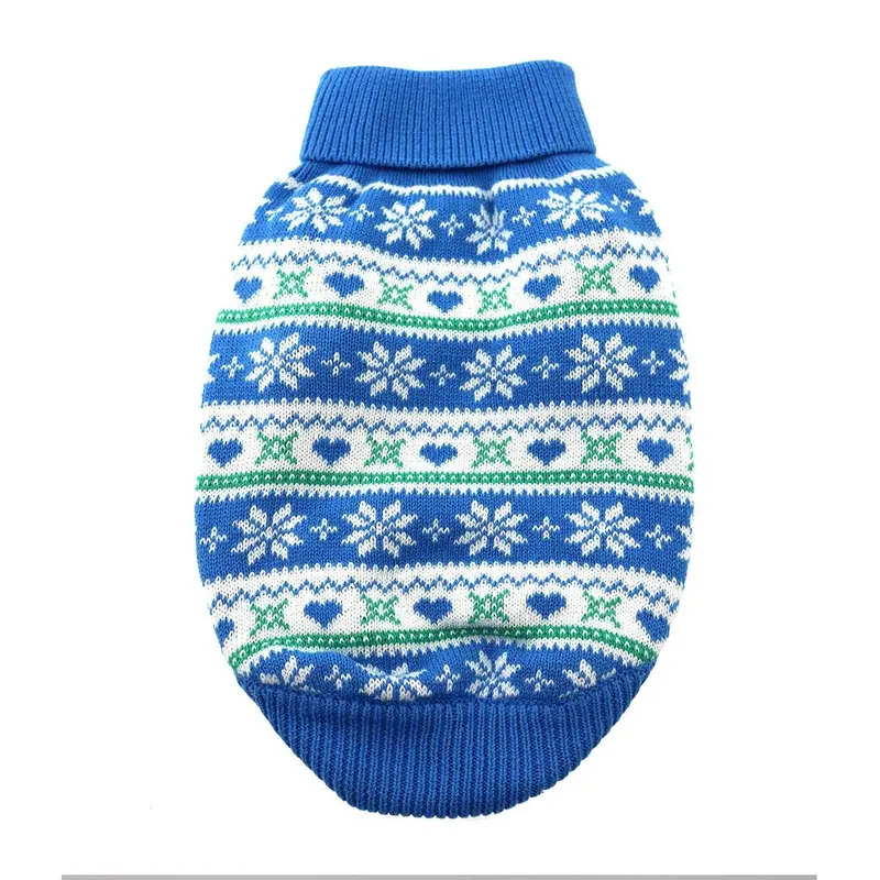 Snowflake and Hearts Dog Sweater by Doggie Design - Blue XX-Small