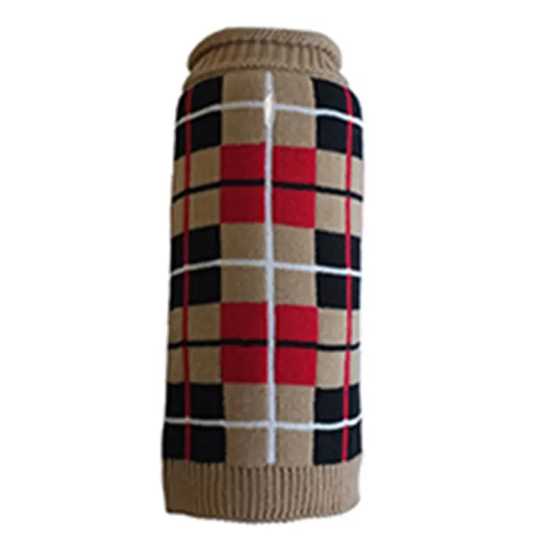 Worthy Dog Oxford Plaid Dog Sweater - Tan X-Small