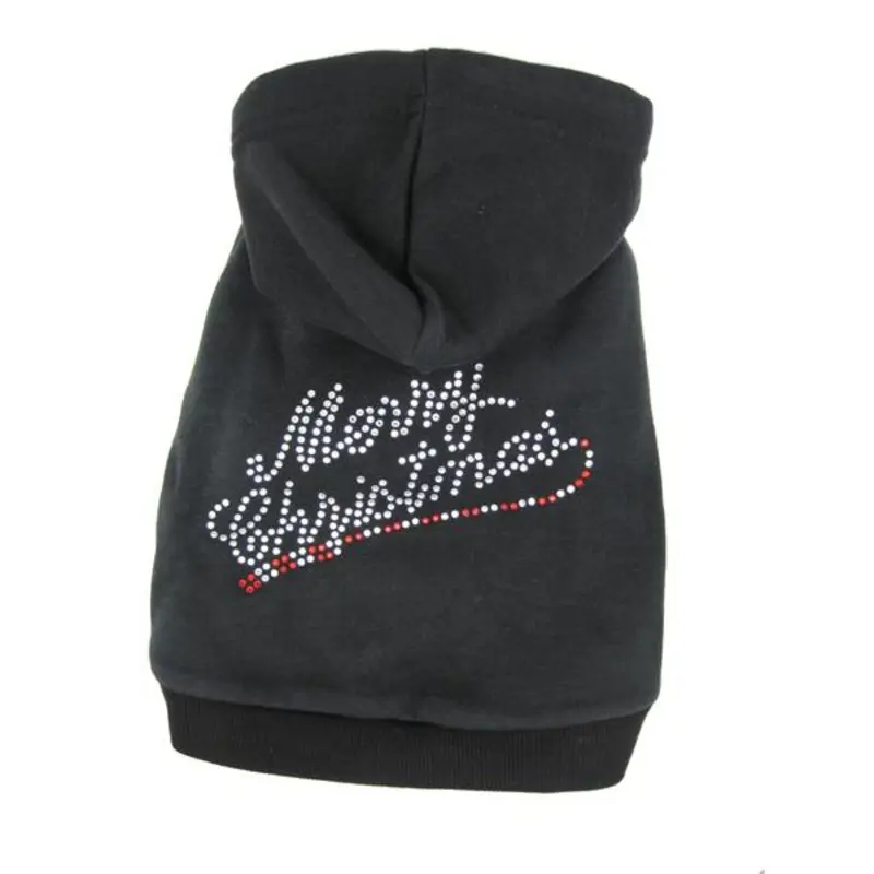 Mirage Merry Christmas Rhinestone Dog Hoodie X-Small