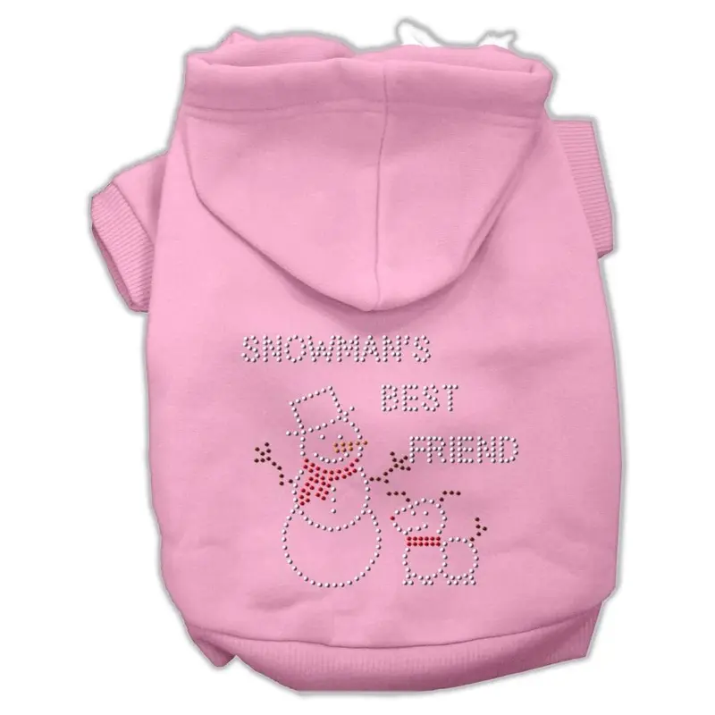 Mirage Snowman's Best Friend Rhinestone Dog Hoodie - Light Pink X-Small