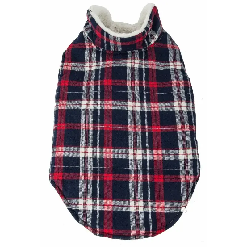 Pet Life Puddler Classical Plaid Insulated Dog Coat - Black and Red X-Small