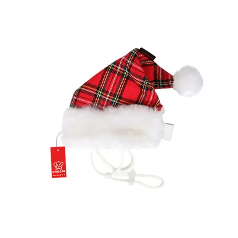Puppia Santa's Dog Hat - Red Plaid Small - Out of Stock!