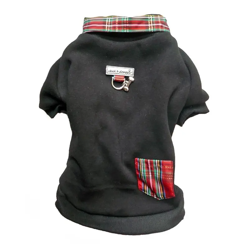 Cloak & Dawggie Holiday Tartan Trim Dog Sweatshirt Medium