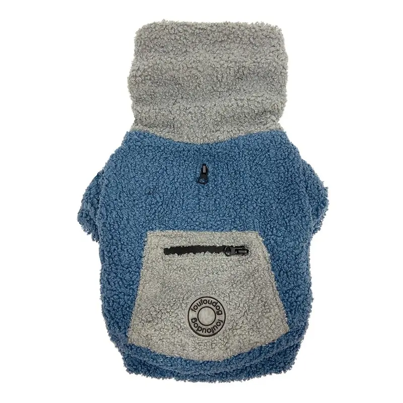 foufou Dog Fleece Snoody Dog Hoodie - Blue X-Small