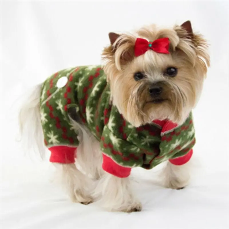 Hip Doggie Holiday Fleece Dog Pajamas - Fuzzy Snow X-Large