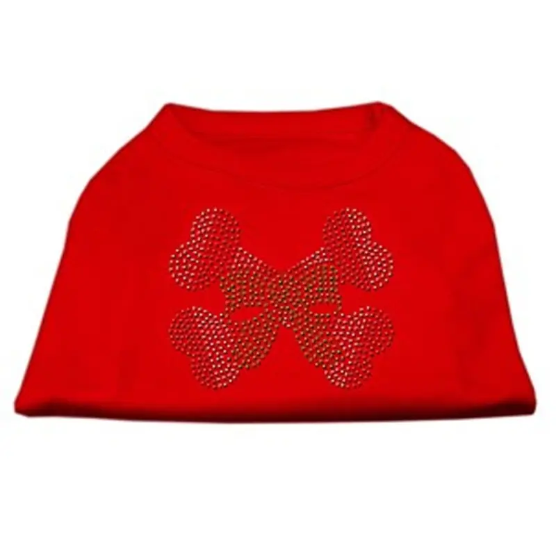 Mirage Candy Cane Crossbones Rhinestone Dog Shirt - Red 2X-Large