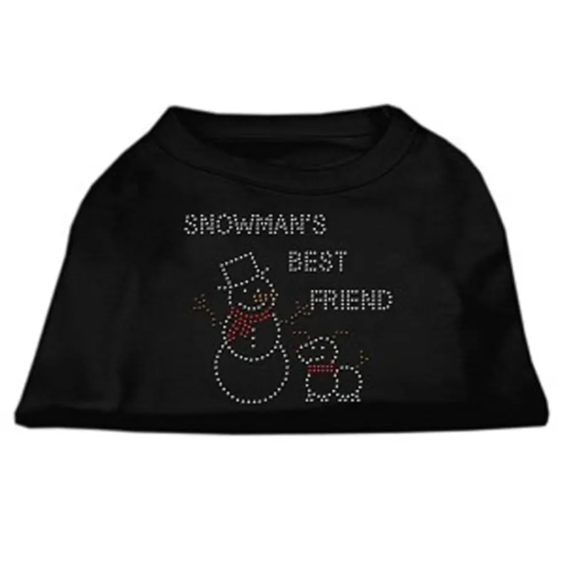 Mirage Snowman's Best Friend Rhinestone Dog Shirt - Black X-Small