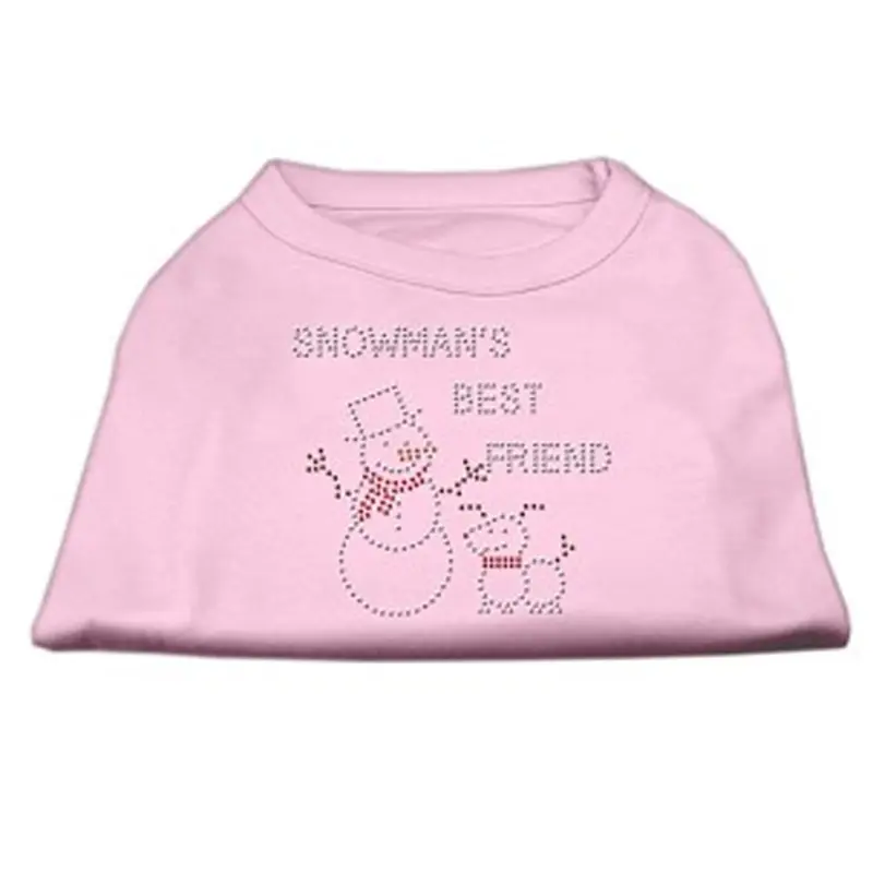 Mirage Snowman's Best Friend Rhinestone Dog Shirt - Light Pink X-Small