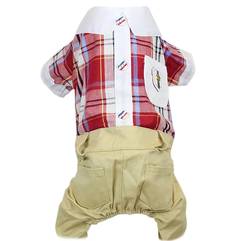 Parisian Pet Plaid Royal Dog Jumpsuit - Red Large