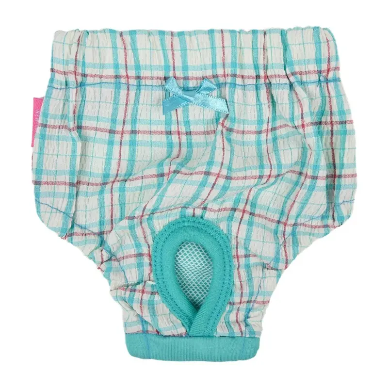 Pinkaholic Eulalia Checkered Dog Sanitary Pants - Aqua Small - Out of Stock!
