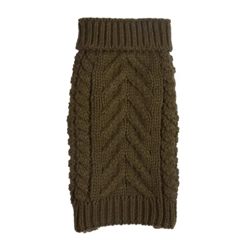 fabdog Chunky Turtleneck Dog Sweater - Olive Size 8