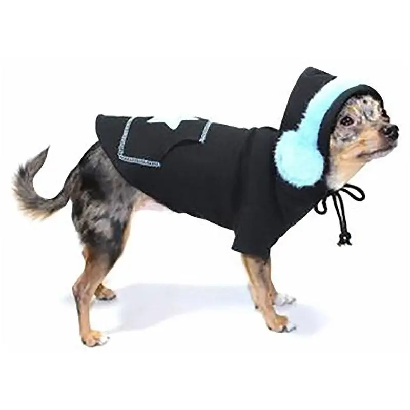 Hip Doggie Blue Star Earmuff Dog Hoodie X-Small