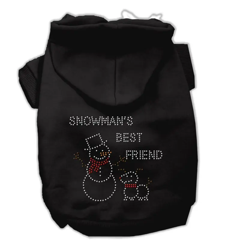 Mirage Snowman's Best Friend Rhinestone Dog Hoodie - Black Medium