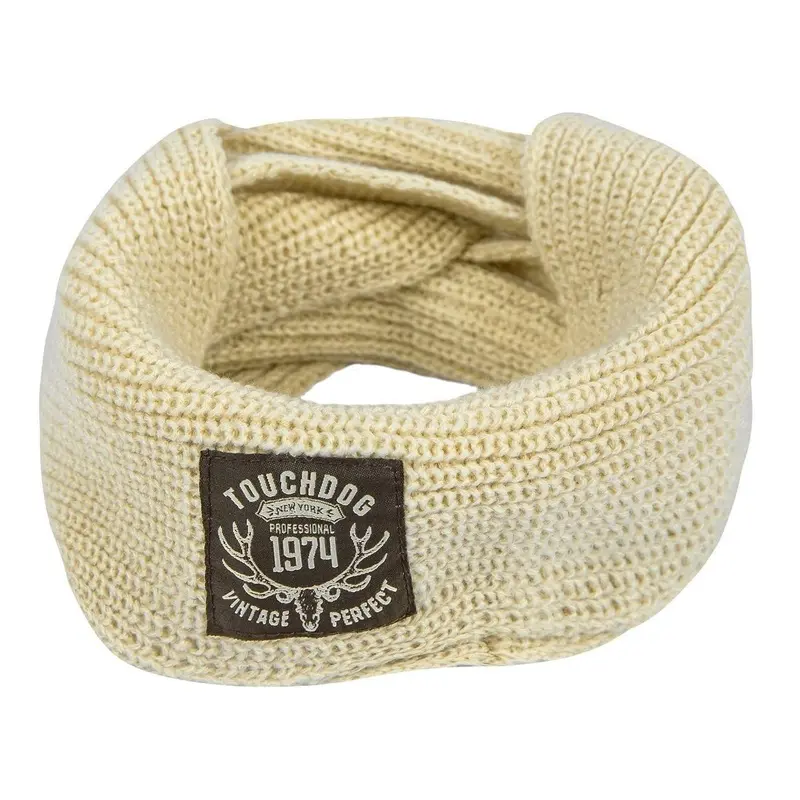 Pet Life Touchdog Heavy Knitted Fashion Winter Dog Scarf - Beige One Size - Out of Stock!