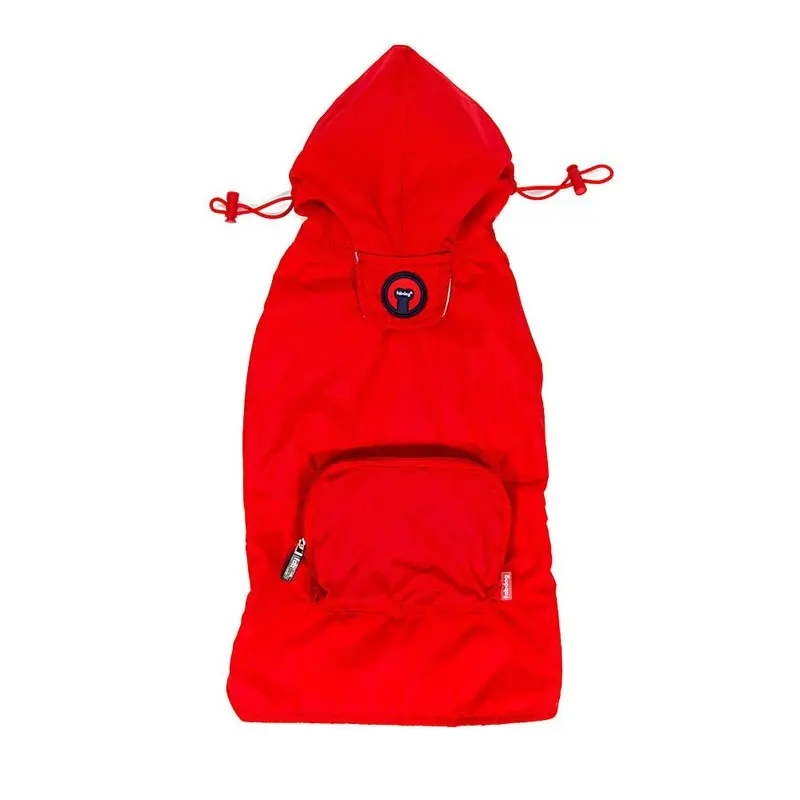 fabdog Pocket Fold Up Dog Raincoat - Red X-Small