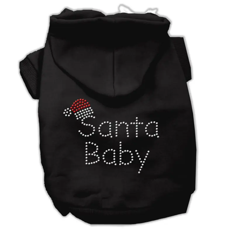 Mirage Rhinestone Santa Baby Dog Hoodie - Black X-Small - Out of Stock!
