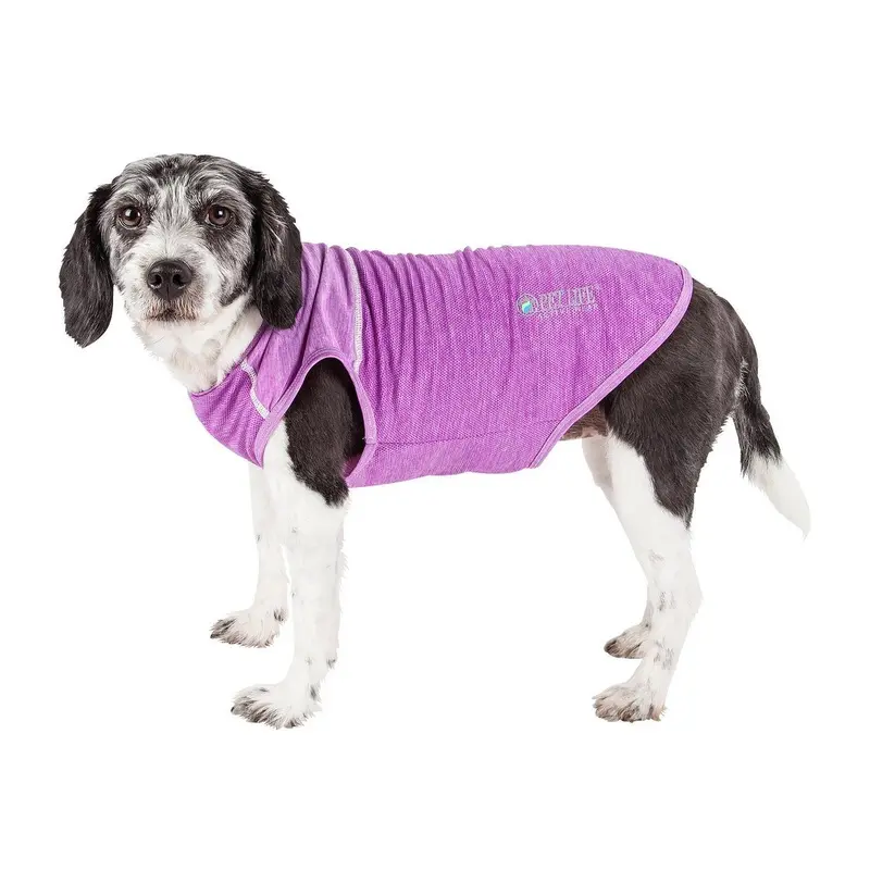 Pet Life ACTIVE Aero-Pawlse Heathered Dog Tank Top T-Shirt - Maroon/Purple Large