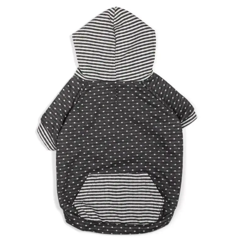 Worthy Dog Dot and Stripe Dog Hoodie - Gray X-Small
