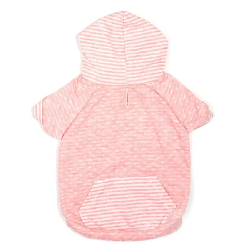 Worthy Dog Dot and Stripe Dog Hoodie - Pink X-Large