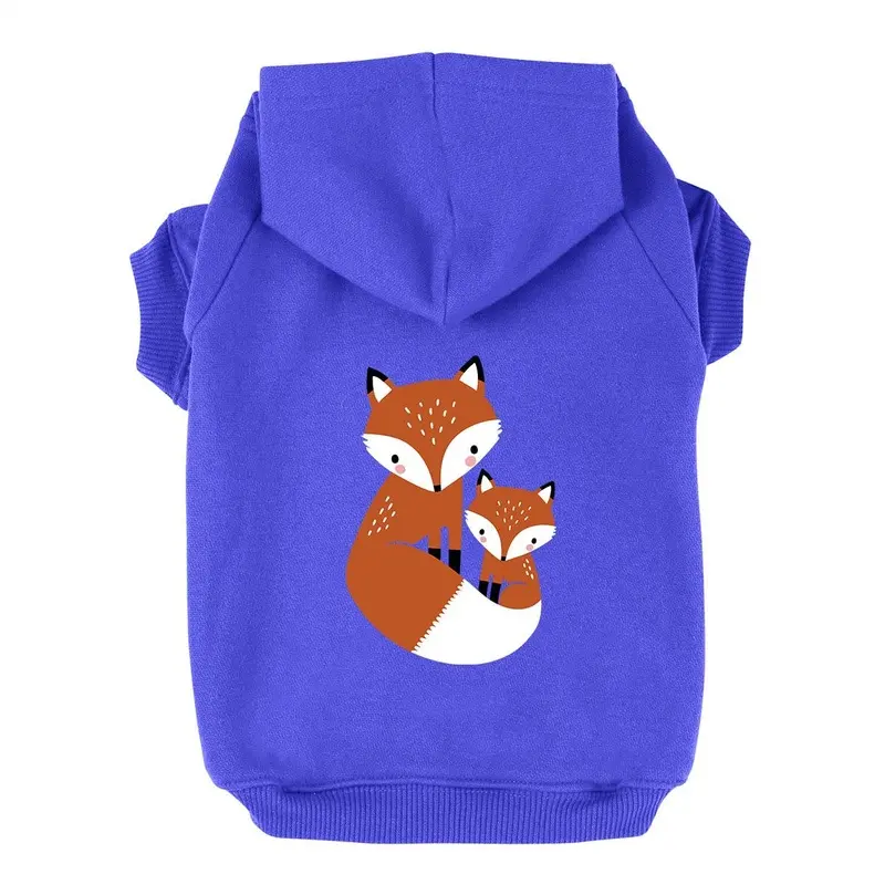 Cuddling Foxes Dog Hoodie - Blue X-Small