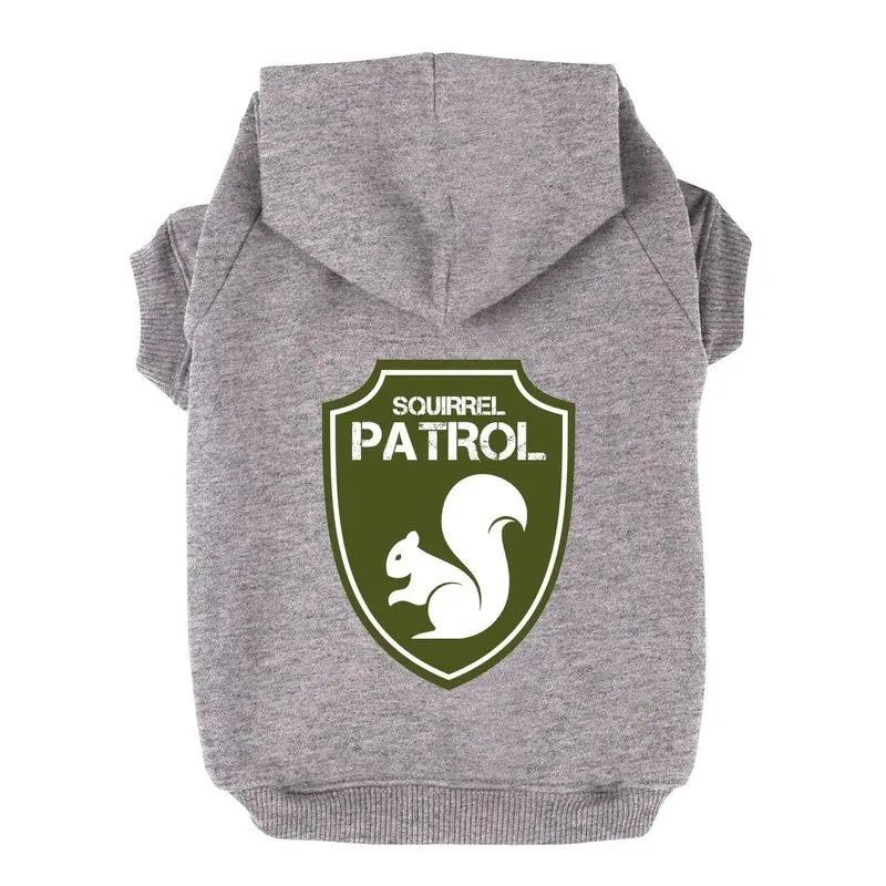 Squirrel Patrol Dog Hoodie - Gray X-Small