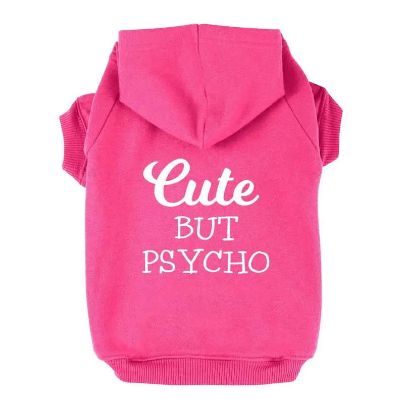 Cute But Psycho Dog Hoodie - Bright Pink X-Small