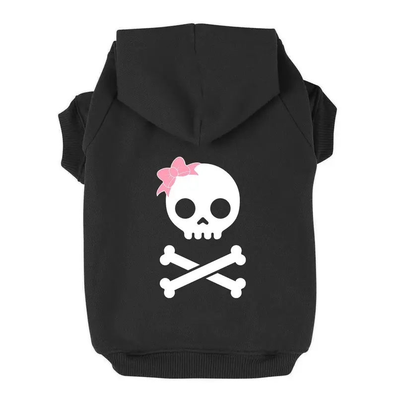 Girl Skull and Bones Dog Hoodie - Black Small - Out of Stock!