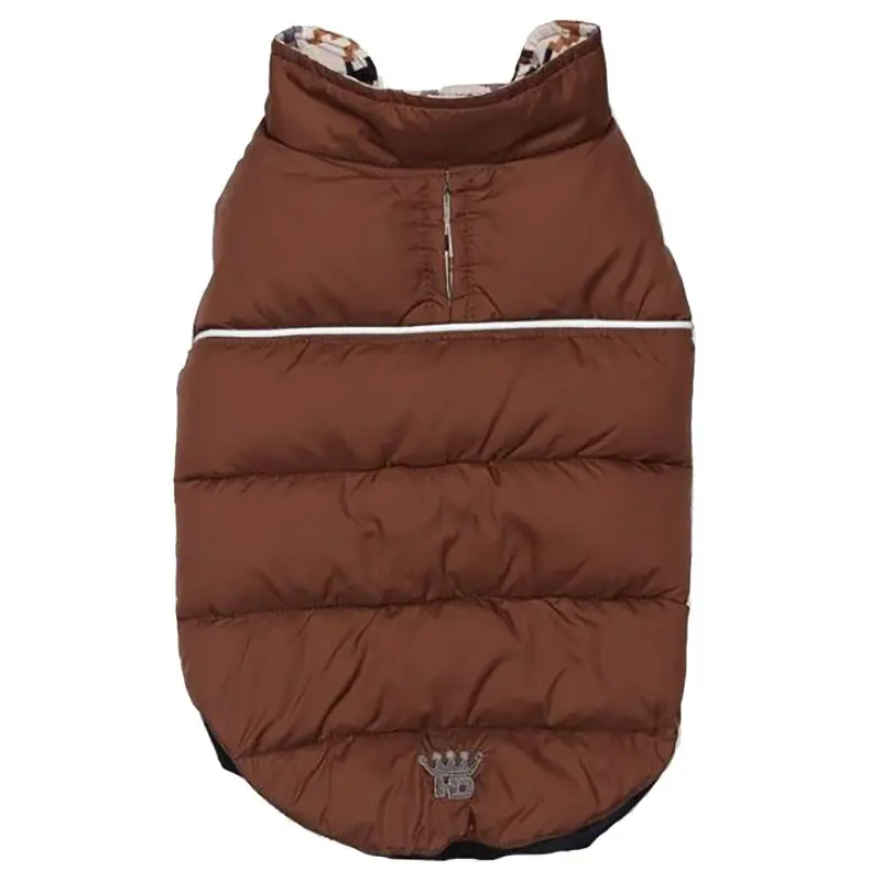 Hip Doggie Flex-Fit Reversible Puffer Dog Vest - Brown/Houndstooth X-Small