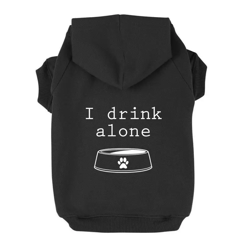 I Drink Alone Dog Hoodie - Black X-Small