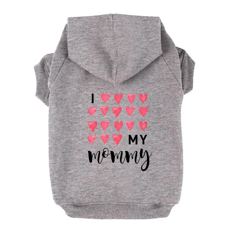 I Love My Mommy Dog Hoodie - Gray Small
