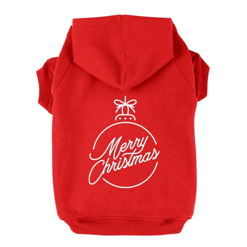 Merry Christmas Ornament Dog Hoodie - Red Small