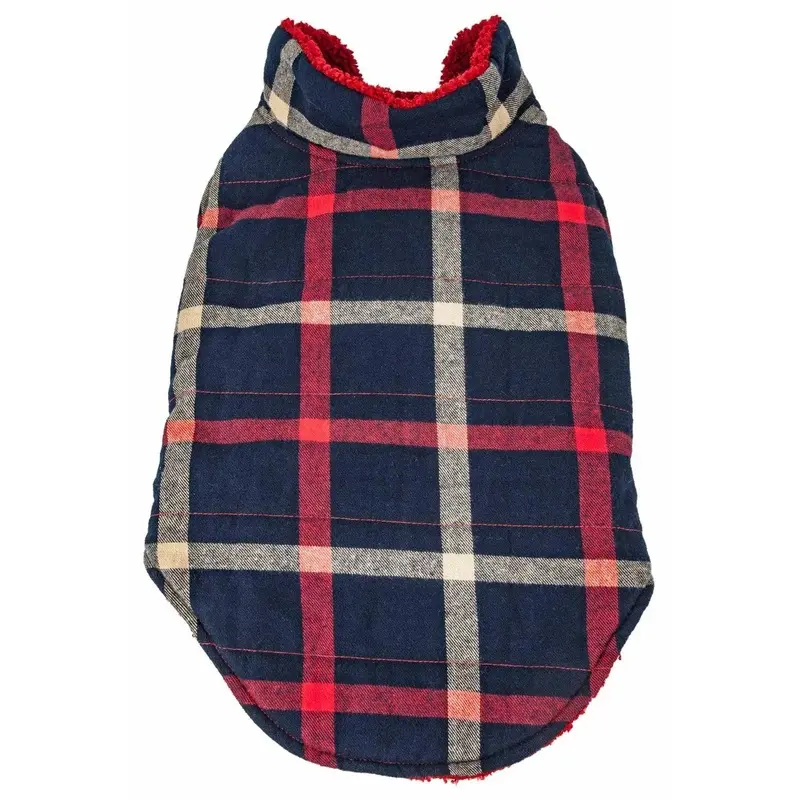 Pet Life Allegiance Classical Plaid Insulated Dog Coat - Blue Small