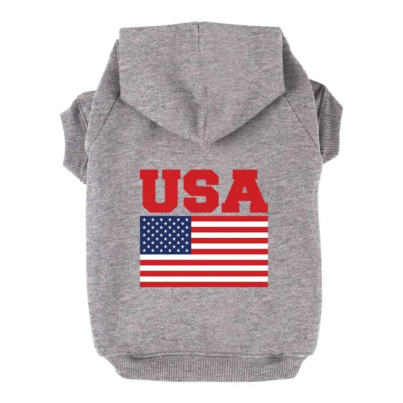 USA Flag Dog Hoodie - Gray X-Small