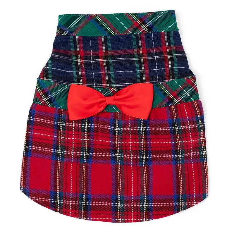 Worthy Dog Colorblock Tartan Flannel Dog Dress 2X-Large