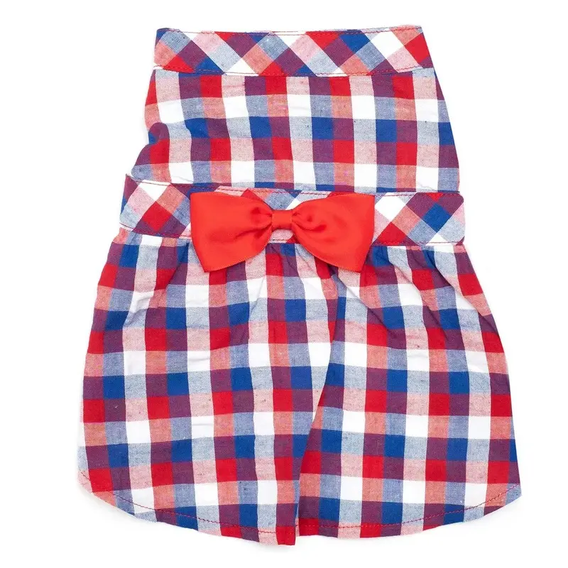 Worthy Dog Red, White & Blue Check Dog Dress Small