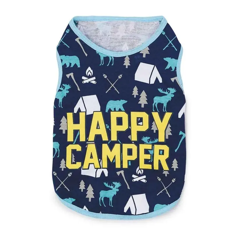 Zack & Zoey Happy Camper Dog Tank - Blue X-Small