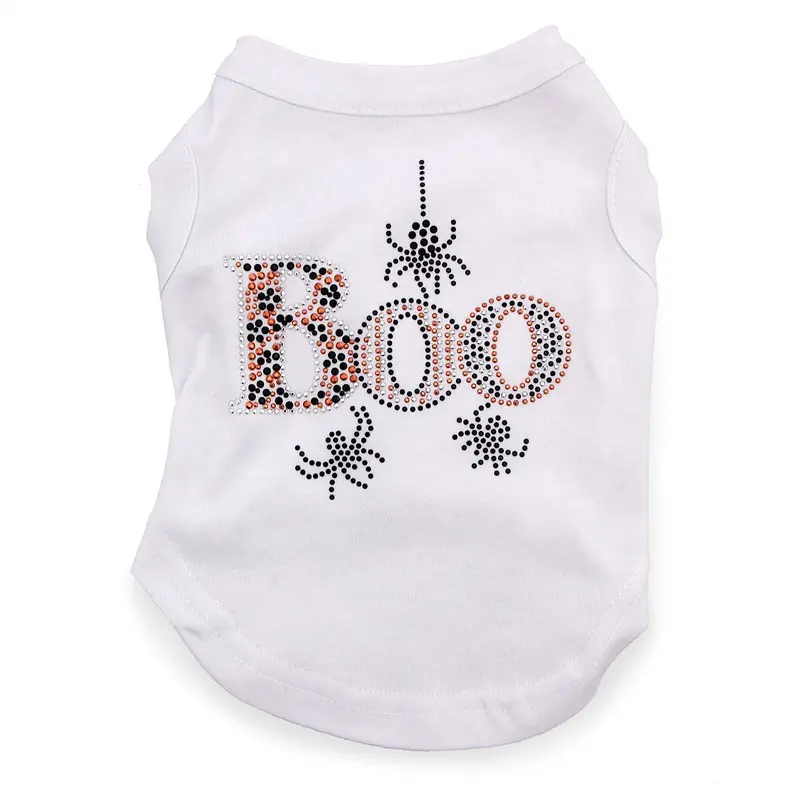 Boo Rhinestone Dog Shirt - White X-Small