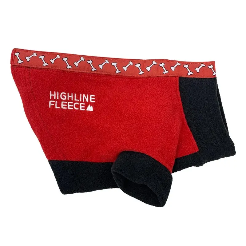 Highline Fleece Dog Coat by Doggie Design - Red and Black Rolling Bones Size 8
