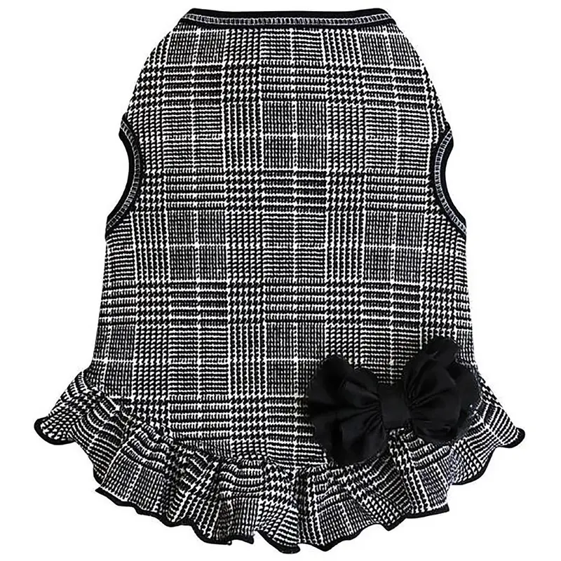 I See Spot Glen Plaid Dog Dress - Black and White XX-Small
