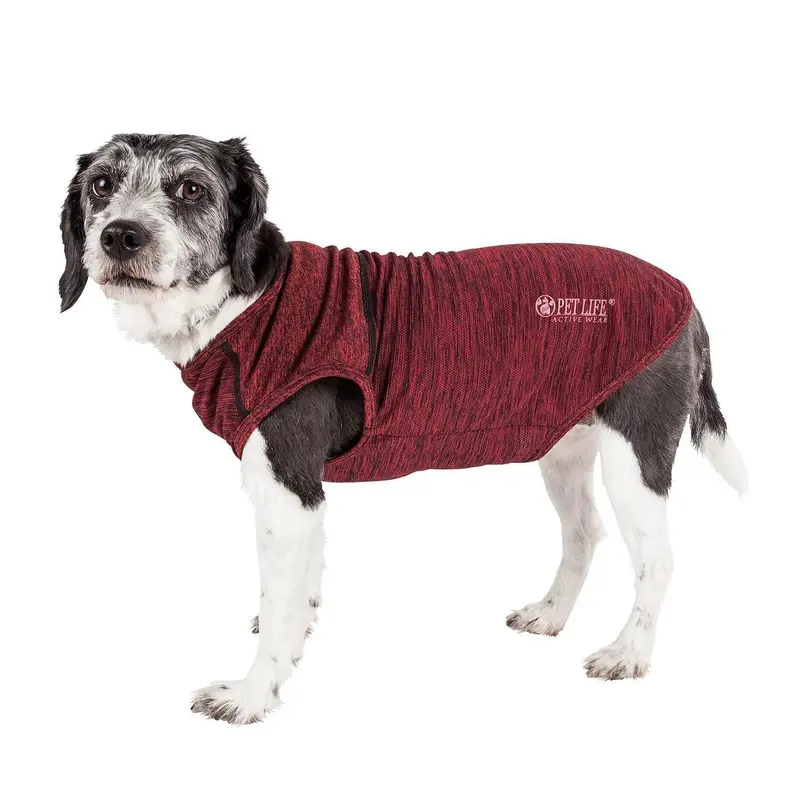 Pet Life ACTIVE Aero-Pawlse Heathered Dog Tank Top T-Shirt - Red/Maroon X-Small