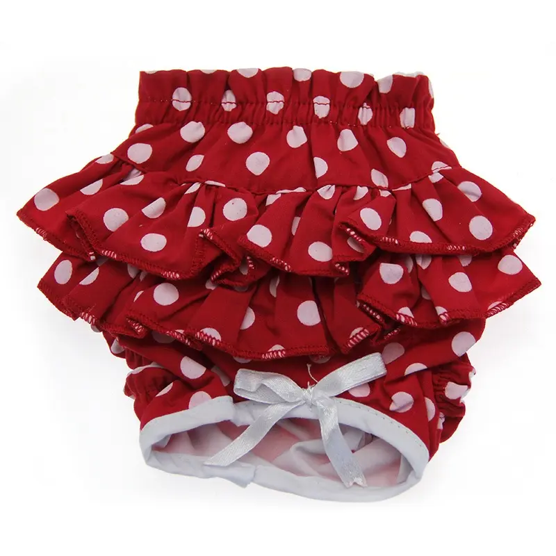 Polka Dot Ruffled Dog Panties by Doggie Design - Red X-Large