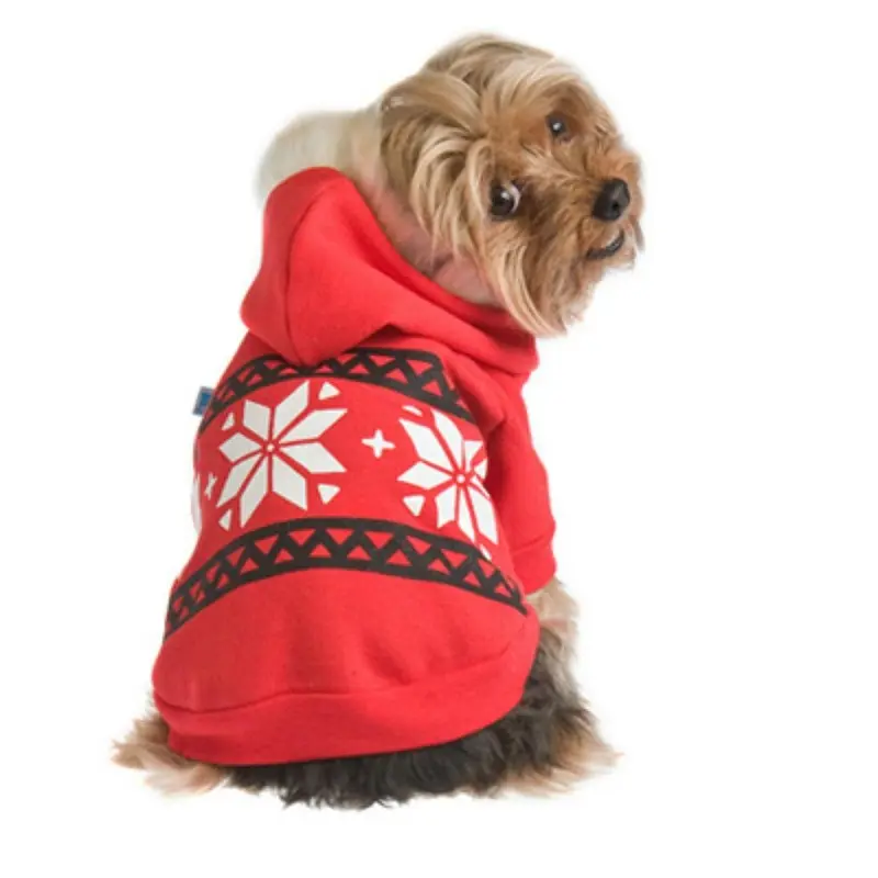 RuffLuv NYC Snowflake Dog Hoodie - Red XX-Small