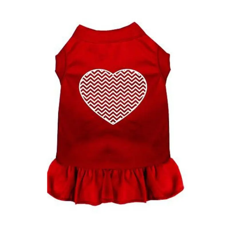 Chevron Heart Screen Print Dog Dress - Red X-Small - Out of Stock!